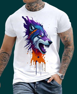 Color Splash Wolf – Fierce Expression Graphic Tee 
