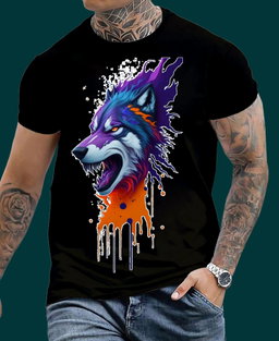 Color Splash Wolf – Fierce Expression Graphic Tee 