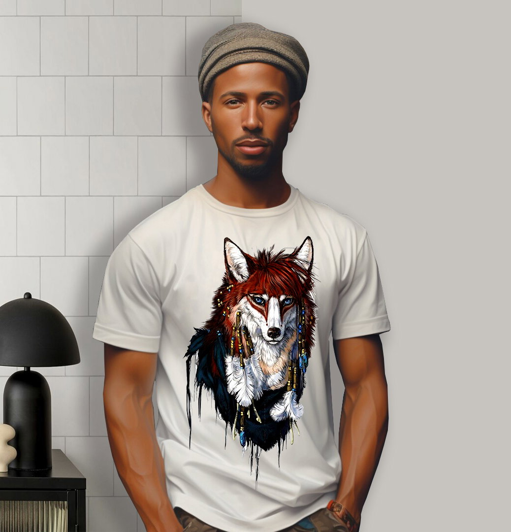 Tribal Wolf Majesty – Red Edition Graphic Tee