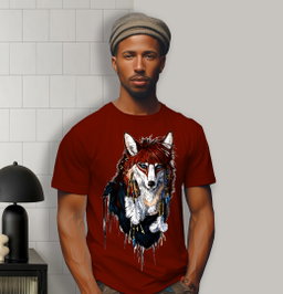 Tribal Wolf Majesty – Red Edition Graphic Tee