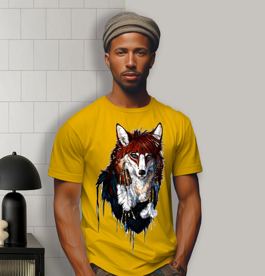 Tribal Wolf Majesty – Red Edition Graphic Tee_2