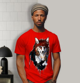 Tribal Wolf Majesty – Red Edition Graphic Tee