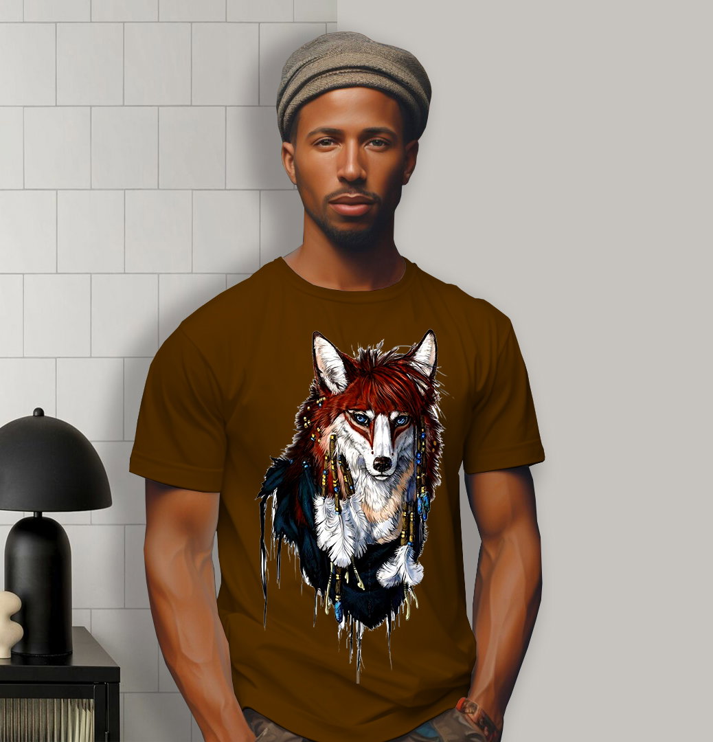 Tribal Wolf Majesty – Red Edition Graphic Tee_3