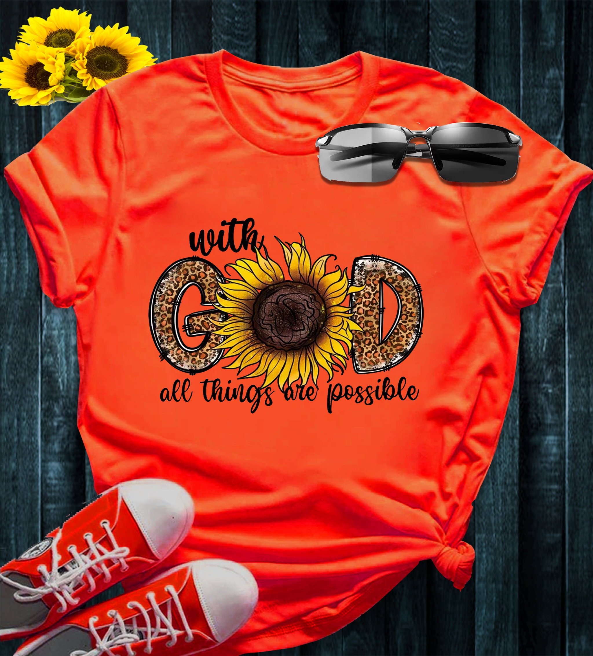 Trendy & Catchy: Faith & Florals: Sunflower and Leopard Print Faith T-Shirt_8