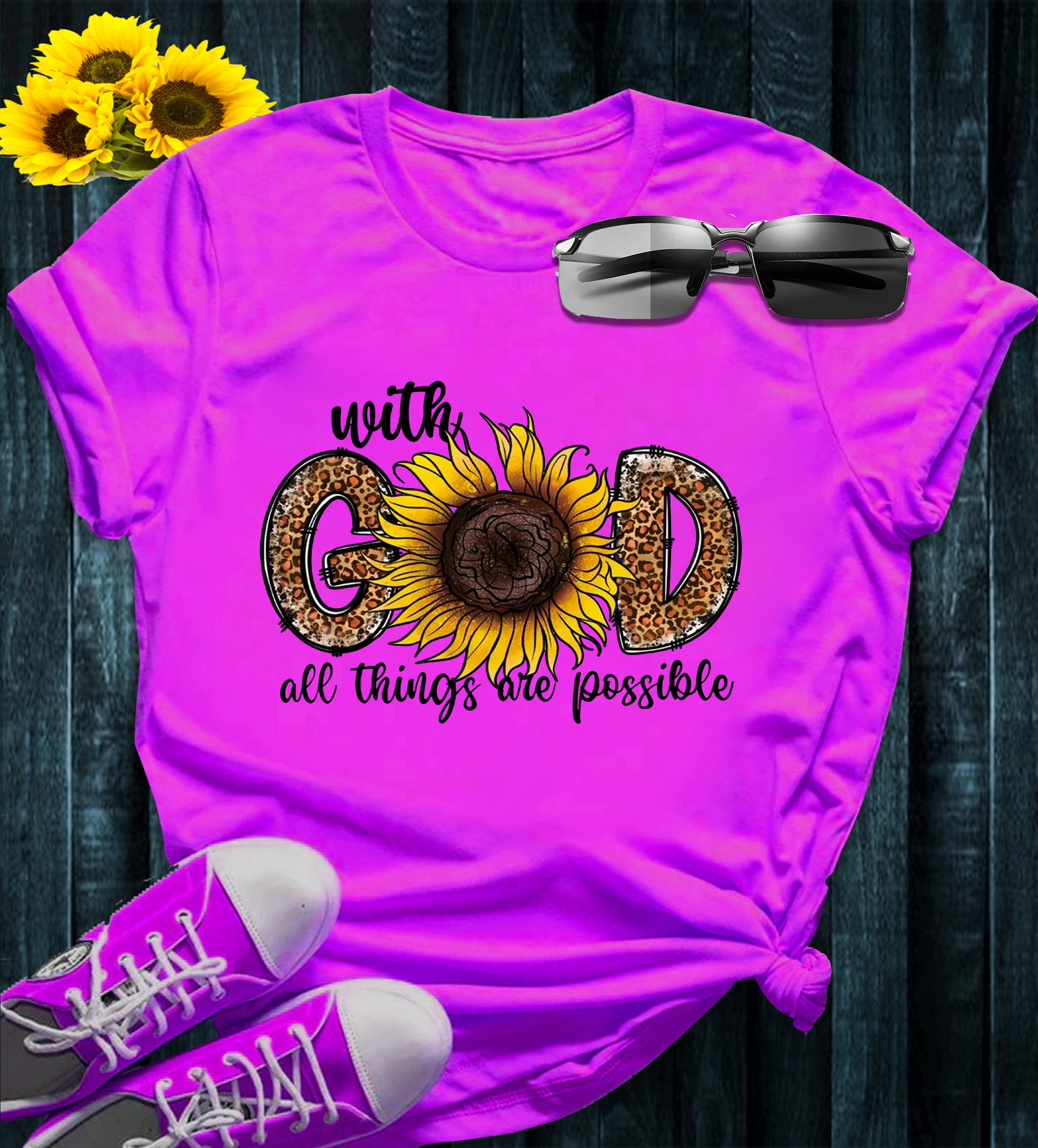 Trendy & Catchy: Faith & Florals: Sunflower and Leopard Print Faith T-Shirt_7