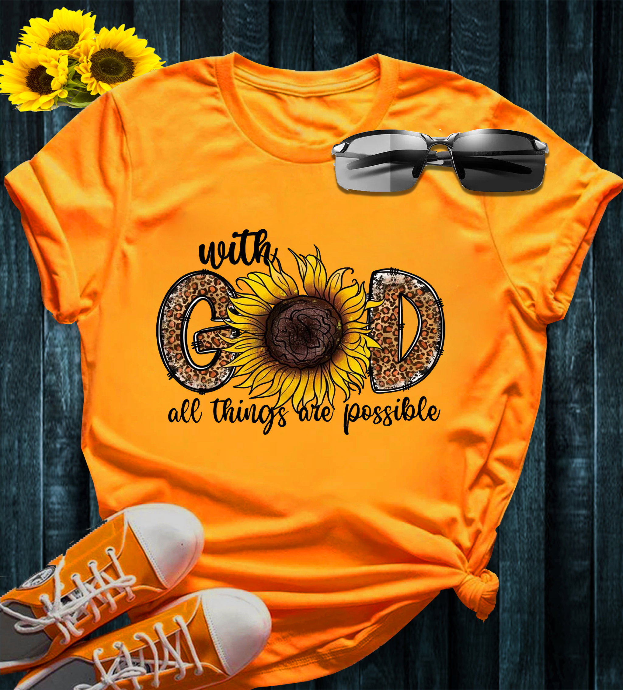 Trendy & Catchy: Faith & Florals: Sunflower and Leopard Print Faith T-Shirt_6
