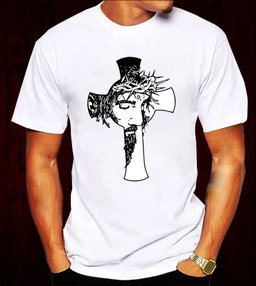📝 The Cross & The Crown: Bold Christian T-Shirt with Jesus’ Face and Thorns