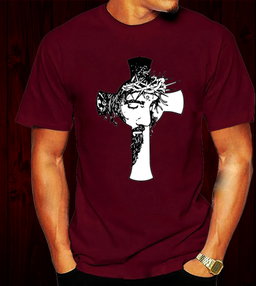📝 The Cross & The Crown: Bold Christian T-Shirt with Jesus’ Face and Thorns