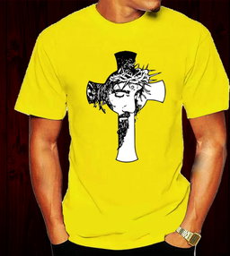 📝 The Cross & The Crown: Bold Christian T-Shirt with Jesus’ Face and Thorns