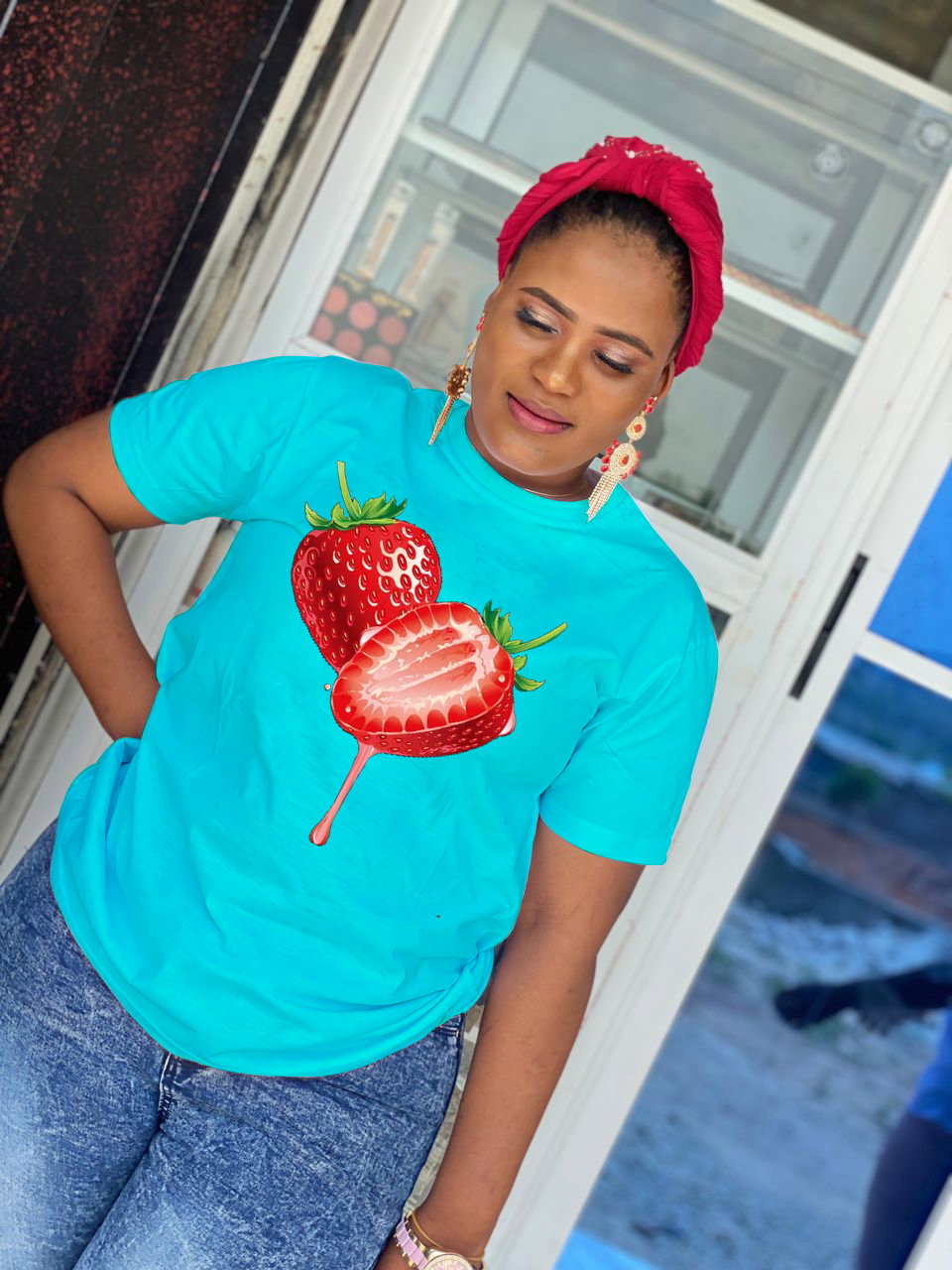 Sweet & Stylish: Strawberry Drip Graphic T-Shirt for a Fresh Look_0