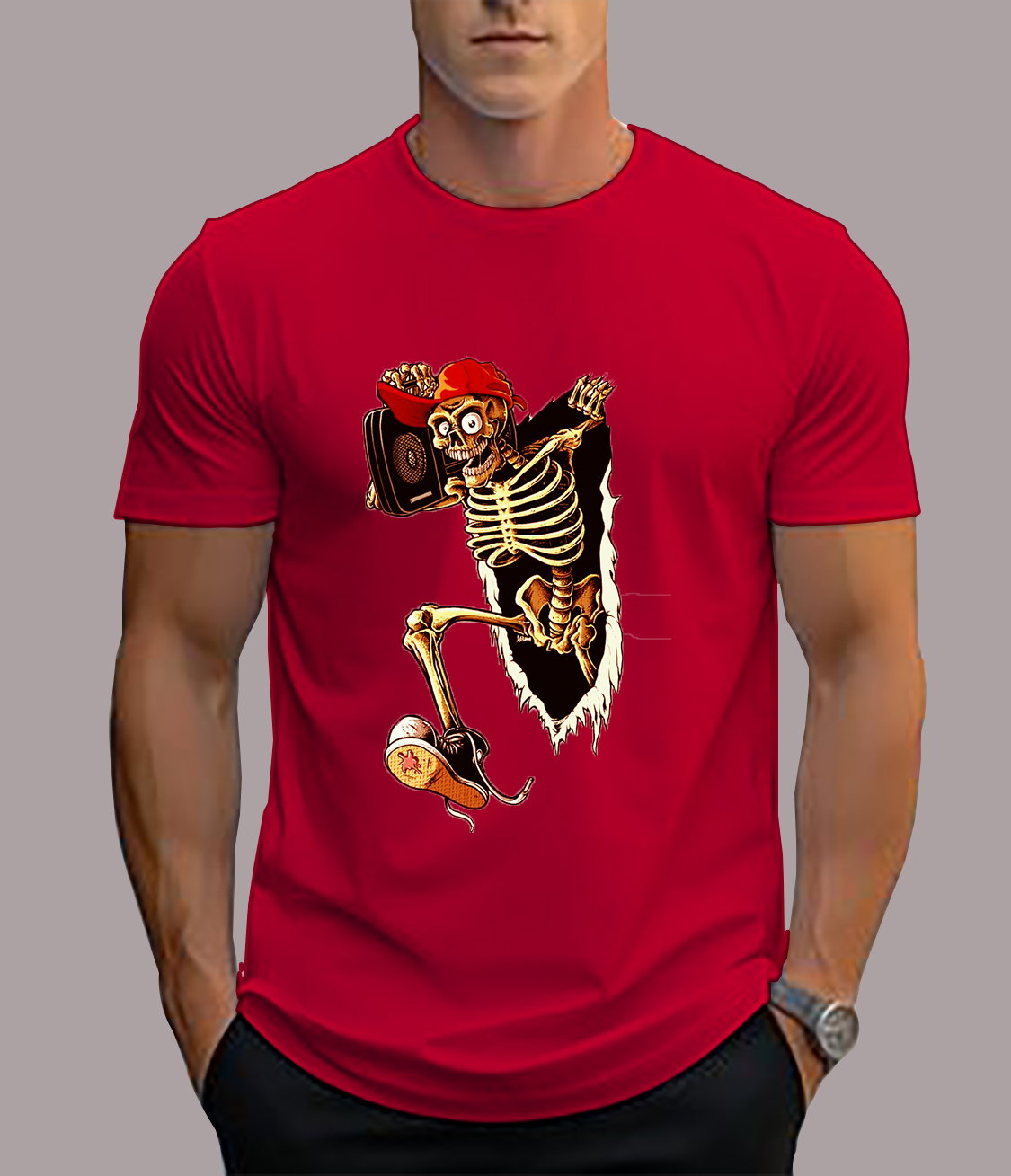 📝 Break the Rules: Skater Skeleton Graphic T-Shirt with Street Energy_0
