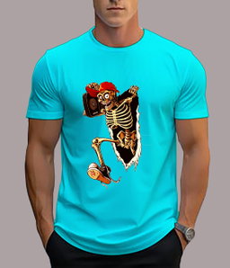 📝 Break the Rules: Skater Skeleton Graphic T-Shirt with Street Energy