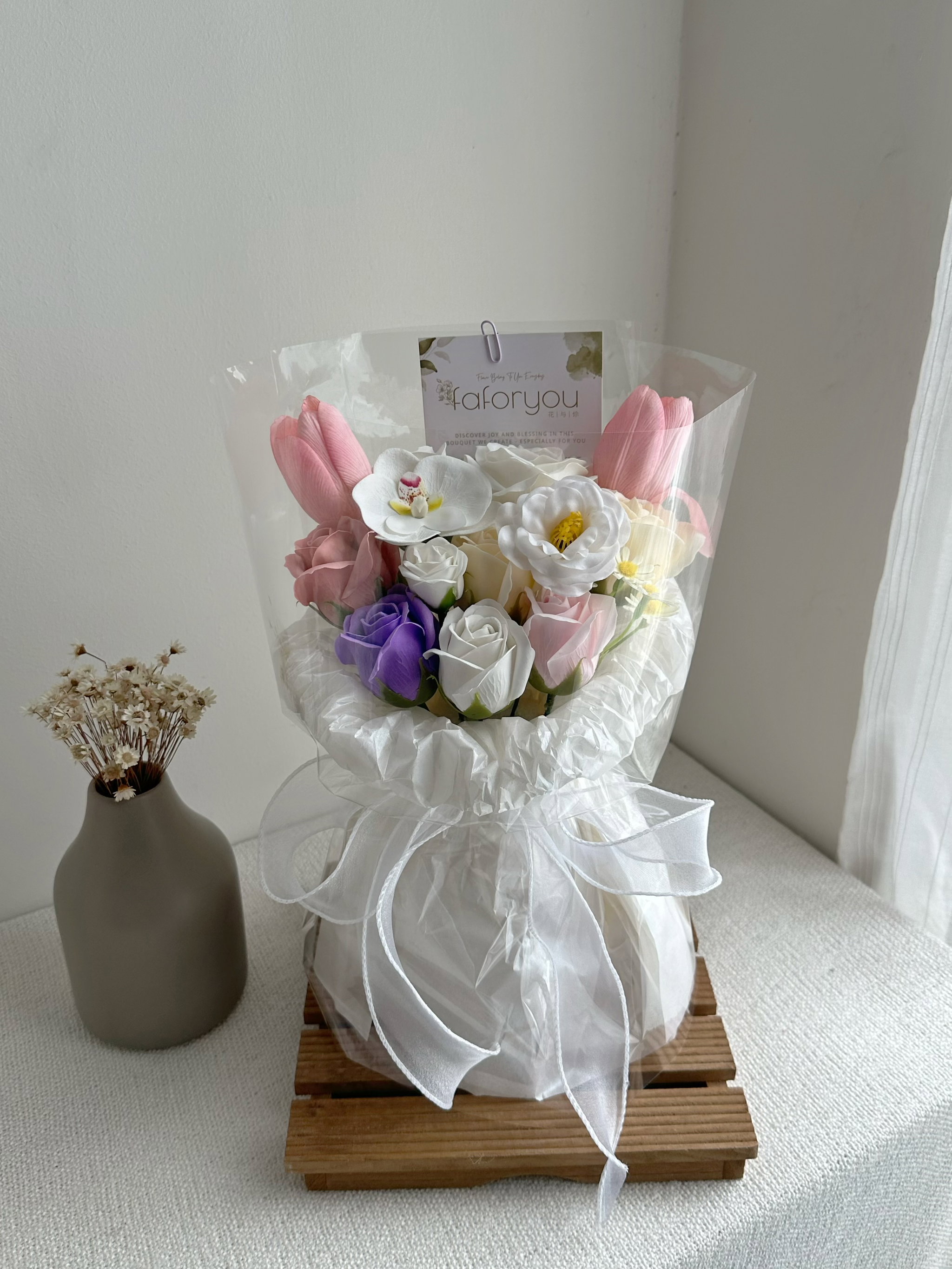 Soap Flower Mixed Transparent Bouquet (tulip) _3