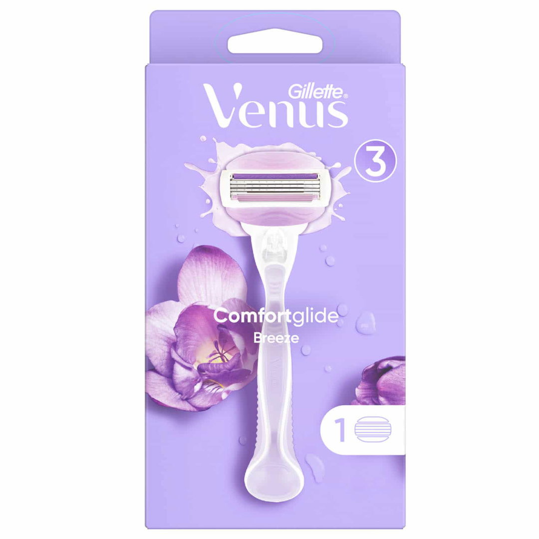 Gillette Venus ComfortGlide Breeze Handle Women’s Razor – 1 Handle + 2 Refills | جيليت شفرة فينوس للنساء مع رأسين