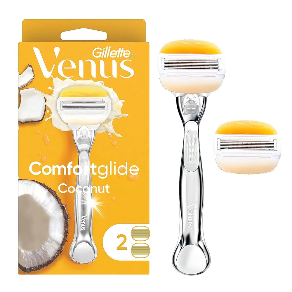 Gillette Venus Olay Coconut Handle + 2 Blades | جيليت فينوس شفرة حلاقة للنساء مع رأسين للتبديل بخلاصة جوز الهند
