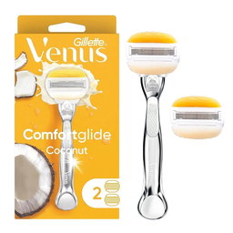 Gillette Venus Olay Coconut Handle + 2 Blades | جيليت فينوس شفرة حلاقة للنساء مع رأسين للتبديل بخلاصة جوز الهند
