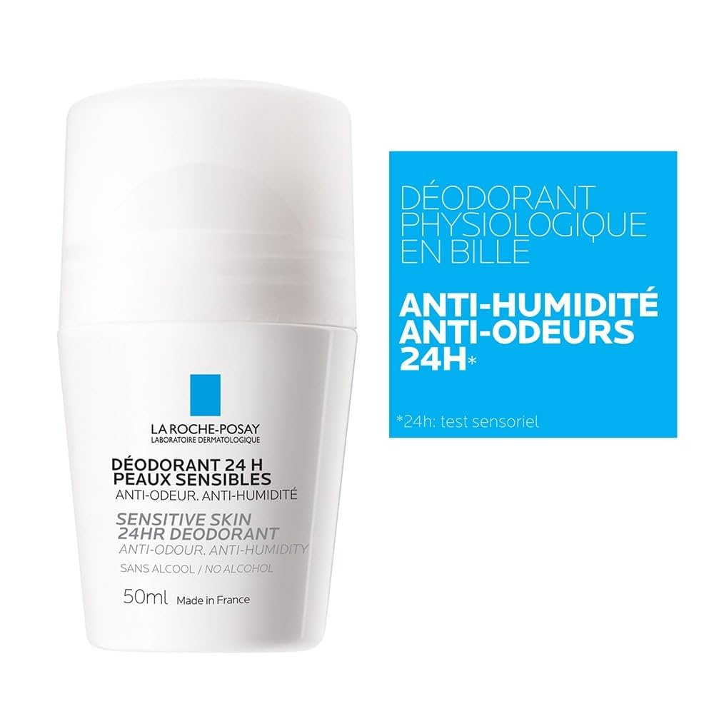La Roche-Posay Physiological Roll On Deodrant for Sensitive Skin 50ml لاروش مزيل عرق فيسيولوجي رول اون 24 ساعة 50 مل