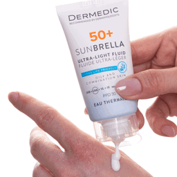 DERMEDIC SUNBRELLA ULTRA-LIGHT SPF 50+ FLUID OILY AND COMBINATION SKIN, 40 ML 1+1 Free 40 ML ديرمدك واقي شمس فلود للبشرة الدهنية والمختلطة 