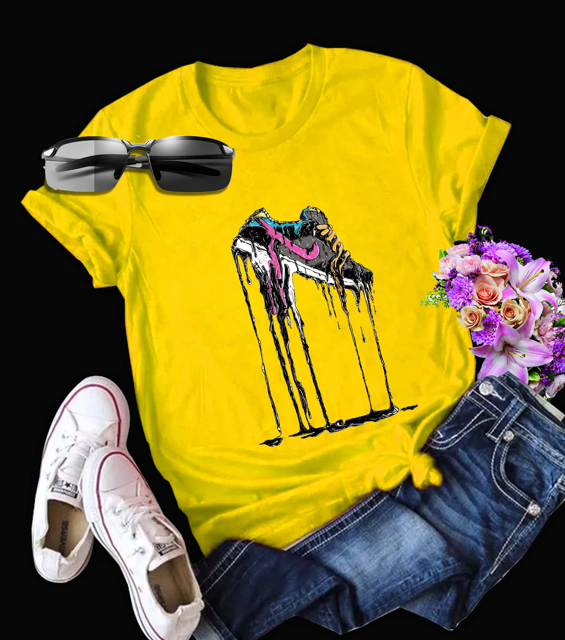 Drip Drop Kicks – Artistic Sneaker Splash Tee in White_6