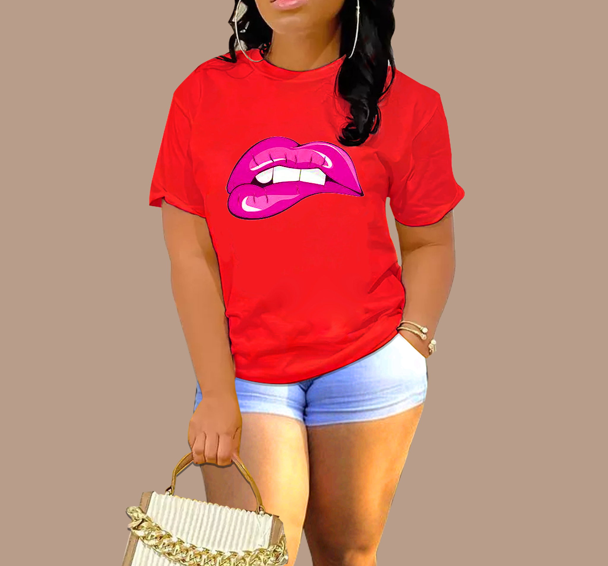 💋 Sexy Pink Lips T-Shirt – Bold Vibes in Royal Blue & Other colors_6