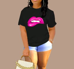 💋 Sexy Pink Lips T-Shirt – Bold Vibes in Royal Blue & Other colors