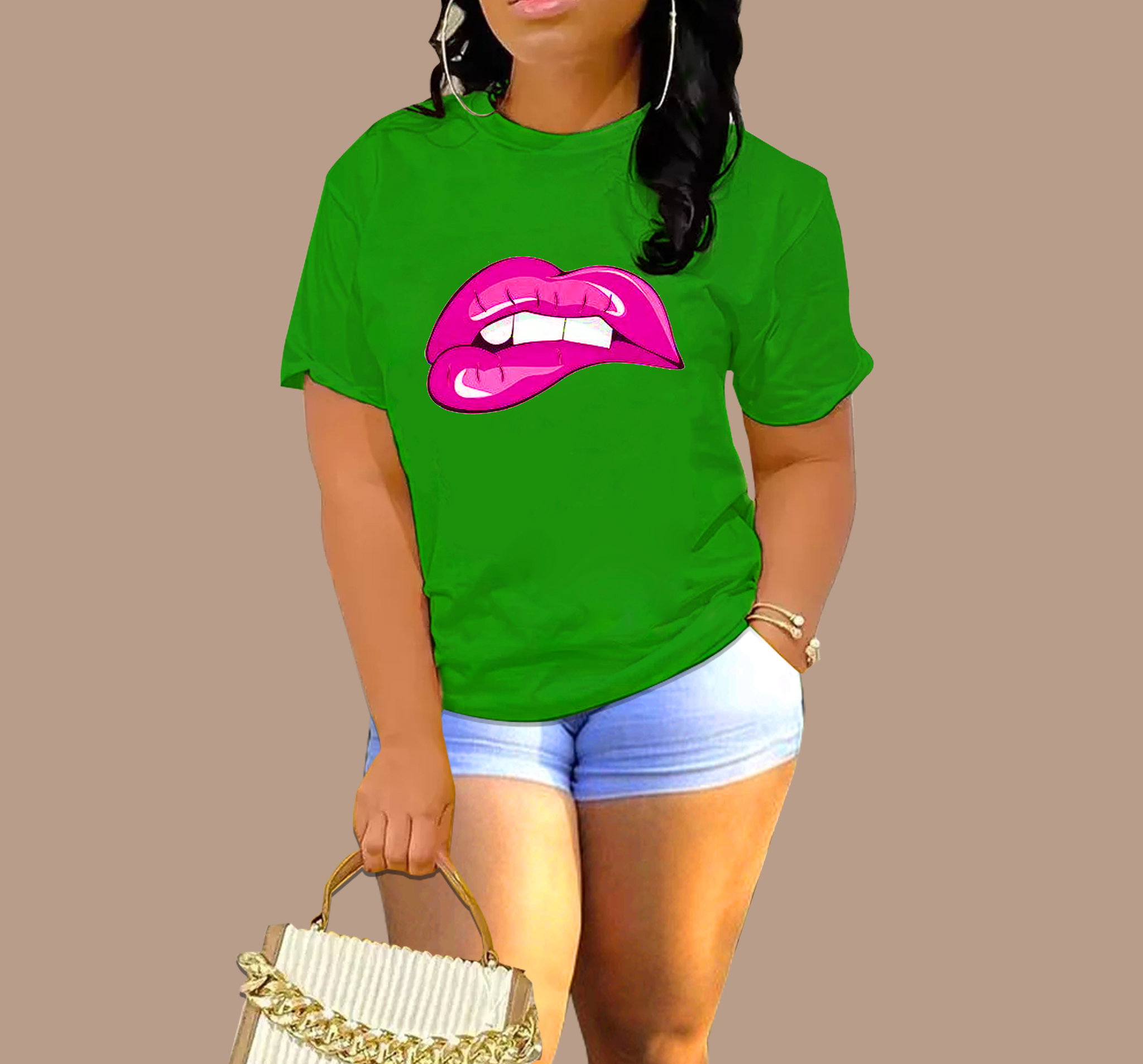 💋 Sexy Pink Lips T-Shirt – Bold Vibes in Royal Blue & Other colors_3