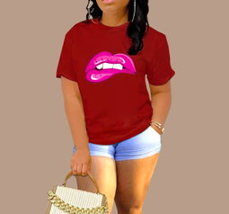 💋 Sexy Pink Lips T-Shirt – Bold Vibes in Royal Blue & Other colors