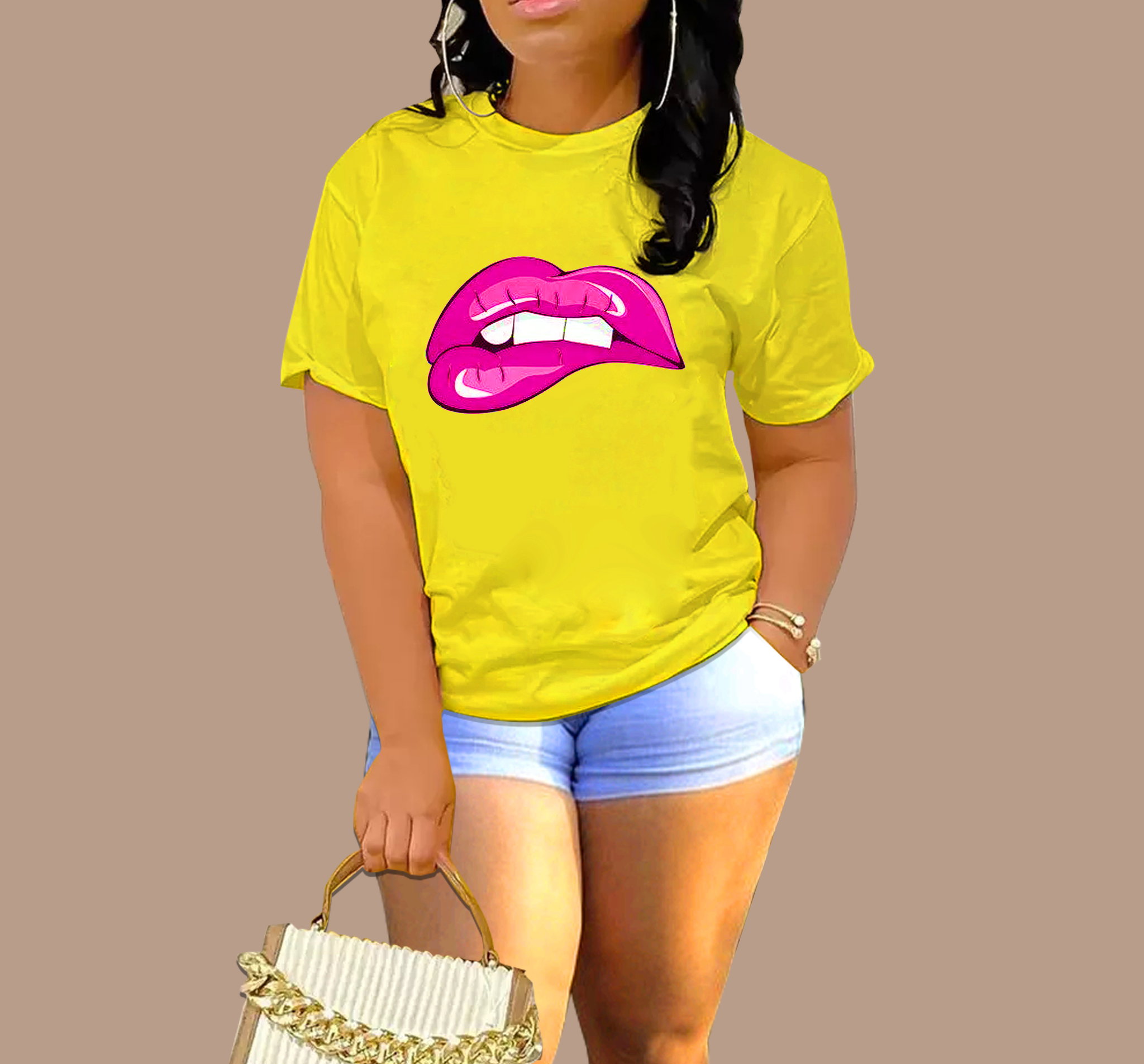💋 Sexy Pink Lips T-Shirt – Bold Vibes in Royal Blue & Other colors_5