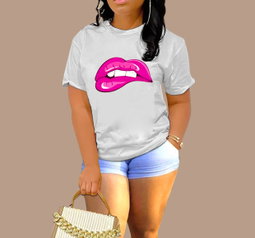 💋 Sexy Pink Lips T-Shirt – Bold Vibes in Royal Blue & Other colors