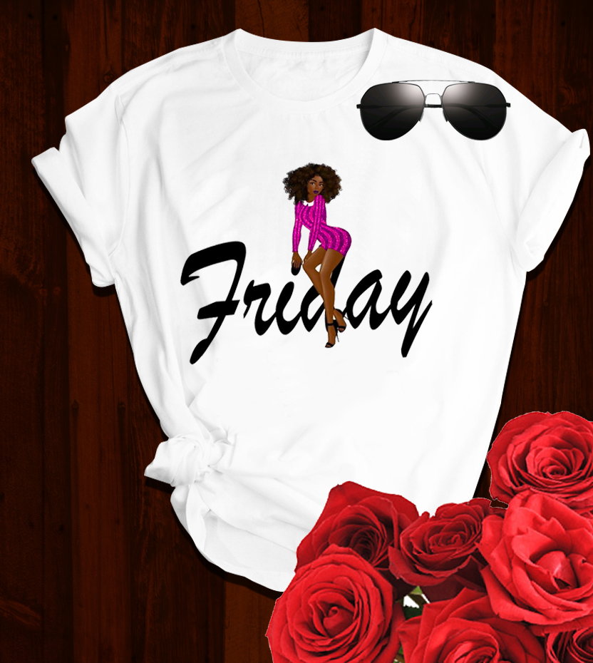 🖤 Friday Mood Activated – Chic Lady T-Shirt for the Weekend Vibes_1