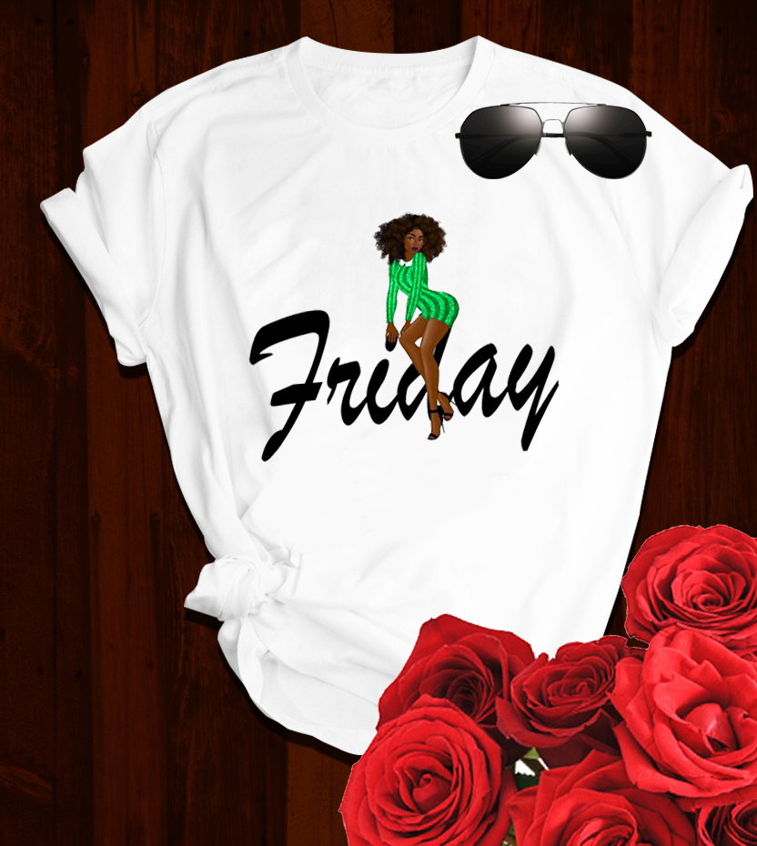 🖤 Friday Mood Activated – Chic Lady T-Shirt for the Weekend Vibes_0