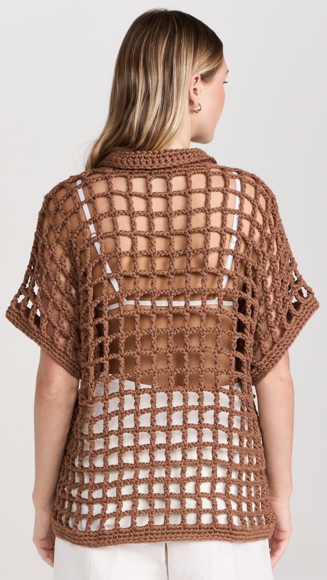 Mesh crochet shirt_0