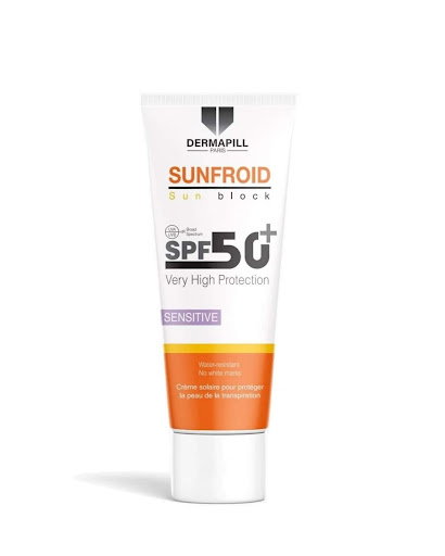 واقي شمس كيميائي ديرمابل بشرة جافة DERMAPILL SUNFROID SUNBLOCK SENSATIV SKIN	_0