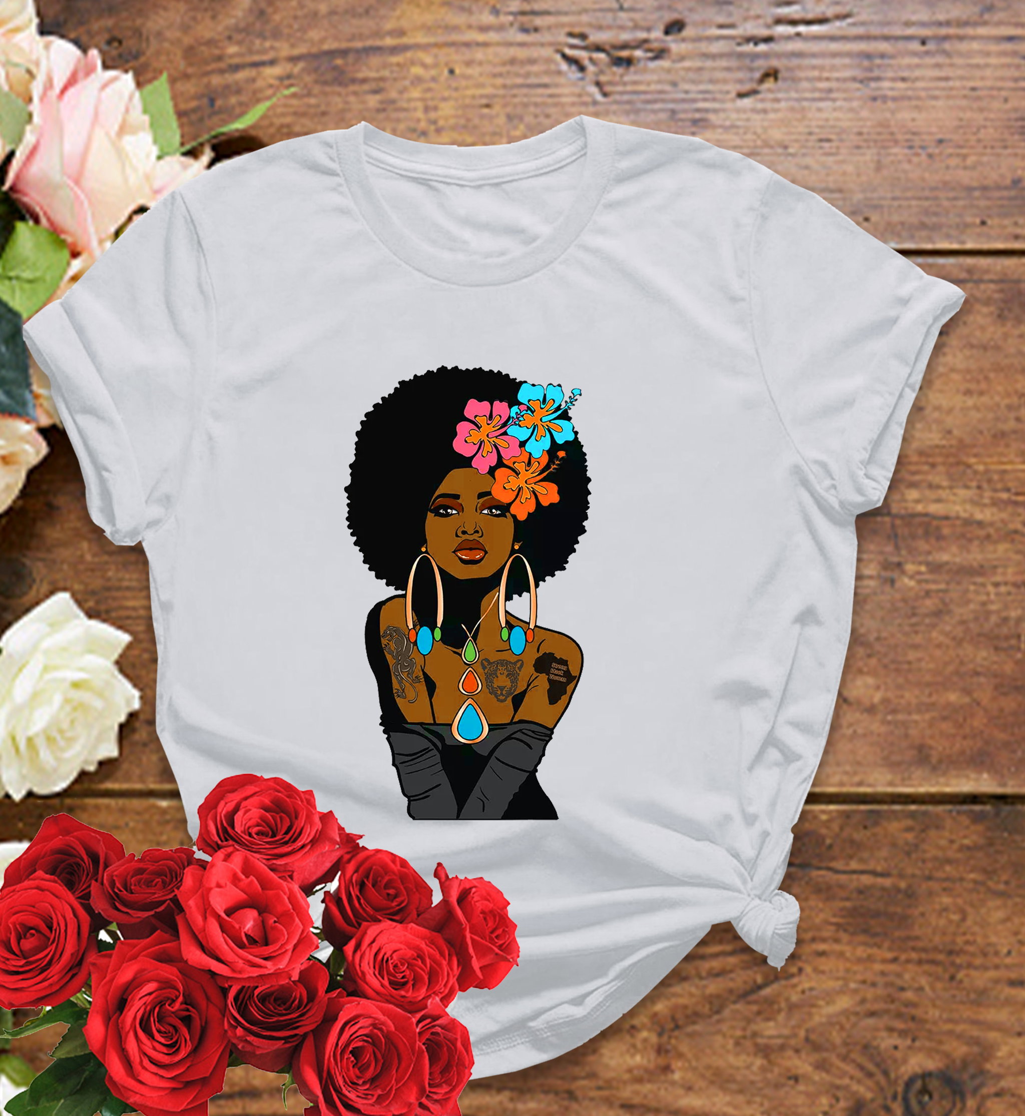 🌺 Bold Afro Beauty T-Shirt – Empowered Queen Edition_3
