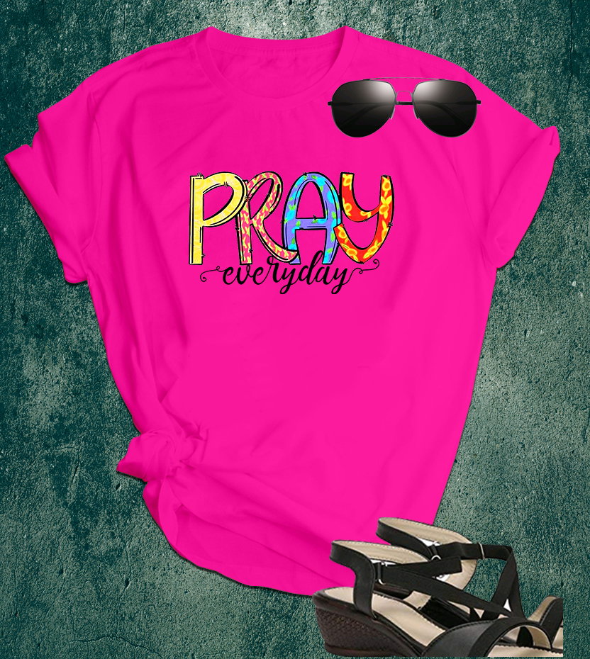 📝 Faith in Color – “Pray Everyday” Inspirational T-Shirt for the Spiritually Bold_6