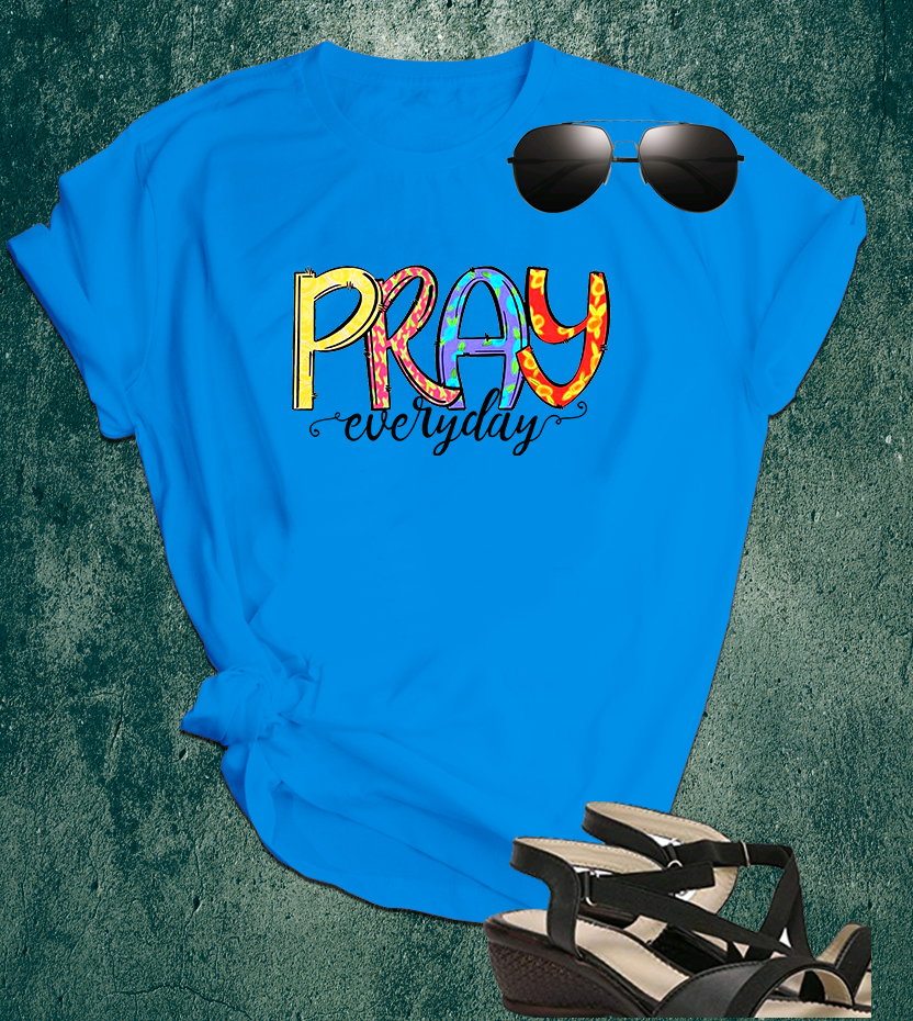 📝 Faith in Color – “Pray Everyday” Inspirational T-Shirt for the Spiritually Bold_8