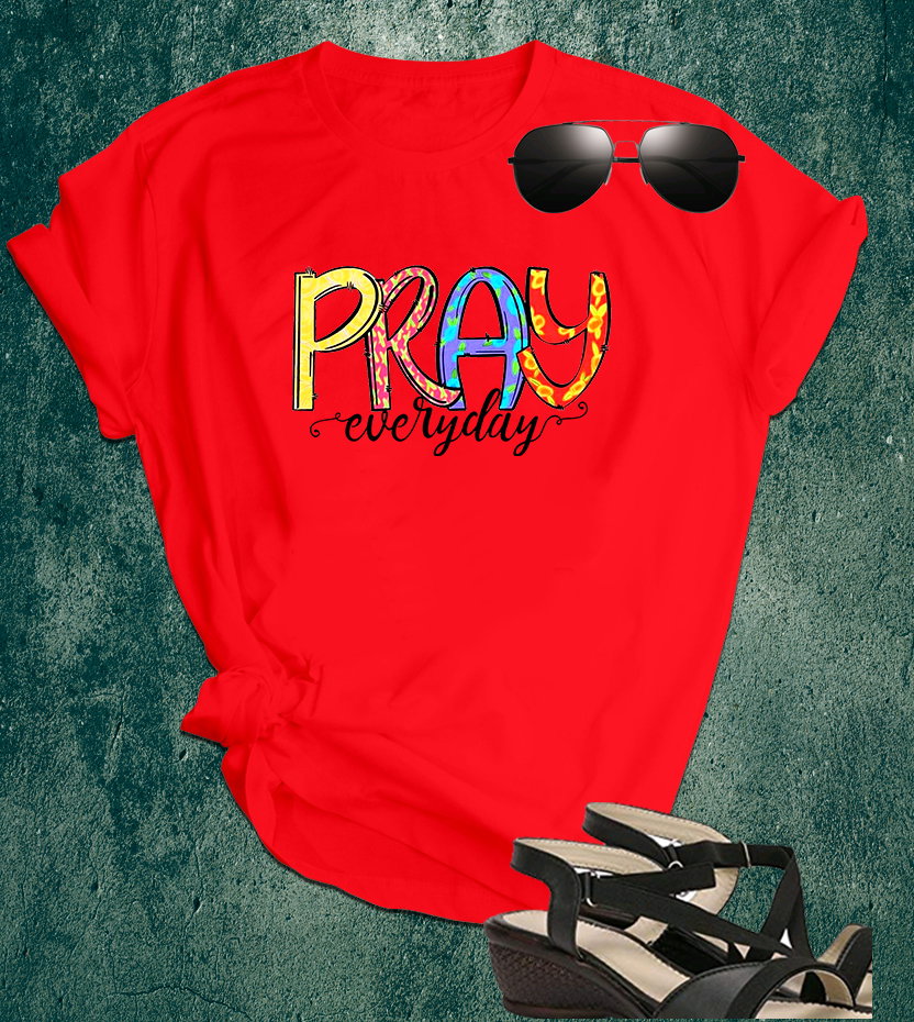 📝 Faith in Color – “Pray Everyday” Inspirational T-Shirt for the Spiritually Bold_7