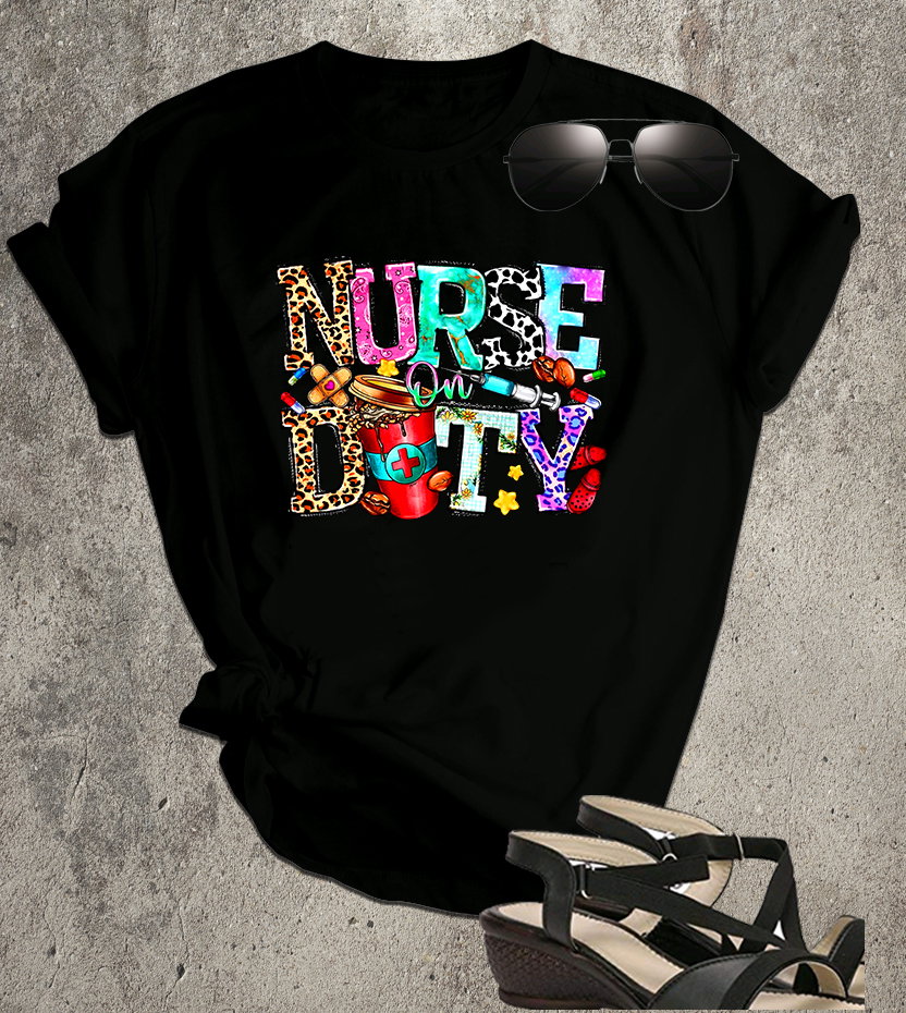 📝 Nurse on Duty – Colorful Graphic Tee for Medical Heroes & Everyday Angels