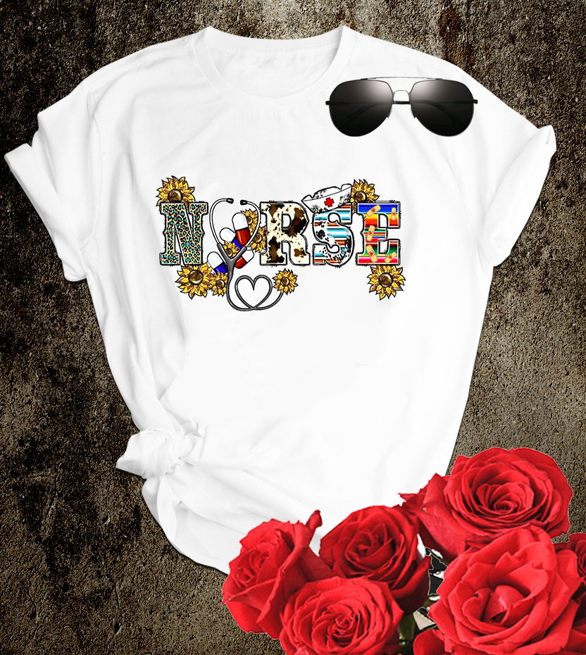 📝 Sunshine & Scrubs – Floral Graphic “NURSE” T-Shirt for Bright-Hearted Caregivers_0