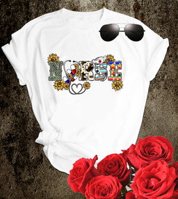 📝 Sunshine & Scrubs – Floral Graphic “NURSE” T-Shirt for Bright-Hearted Caregivers