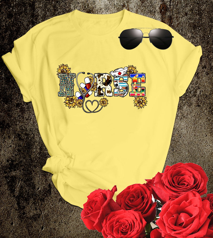📝 Sunshine & Scrubs – Floral Graphic “NURSE” T-Shirt for Bright-Hearted Caregivers_3