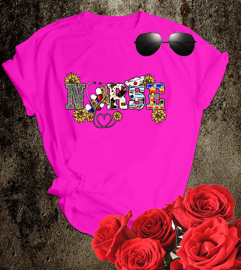 📝 Sunshine & Scrubs – Floral Graphic “NURSE” T-Shirt for Bright-Hearted Caregivers_6