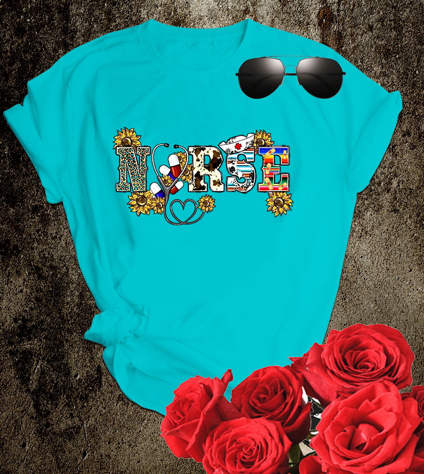 📝 Sunshine & Scrubs – Floral Graphic “NURSE” T-Shirt for Bright-Hearted Caregivers_5