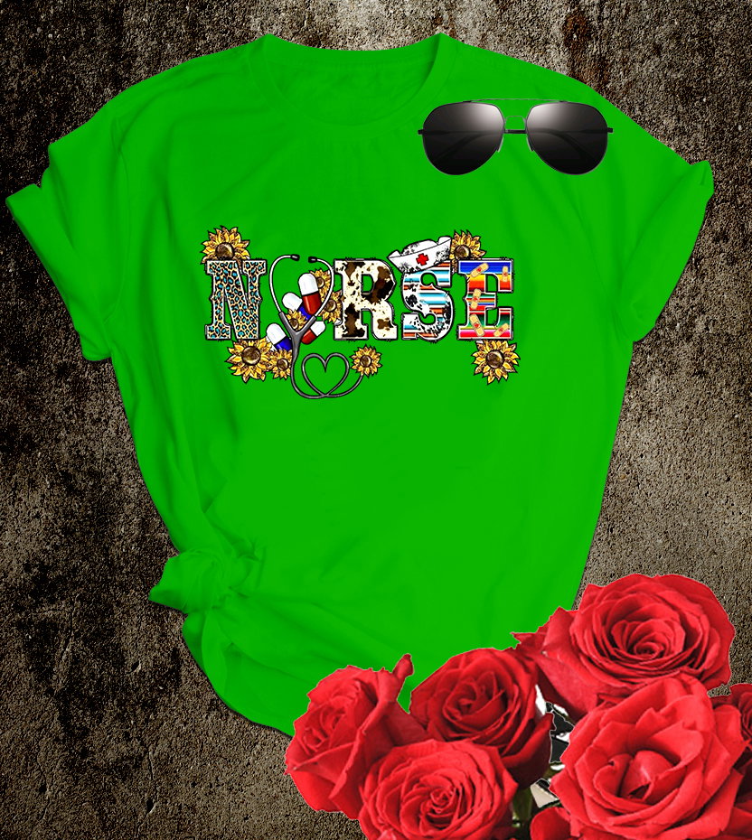 📝 Sunshine & Scrubs – Floral Graphic “NURSE” T-Shirt for Bright-Hearted Caregivers_4