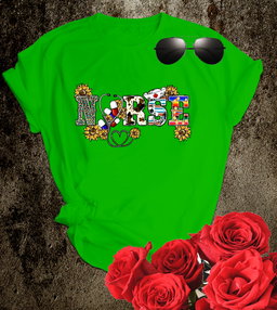 📝 Sunshine & Scrubs – Floral Graphic “NURSE” T-Shirt for Bright-Hearted Caregivers