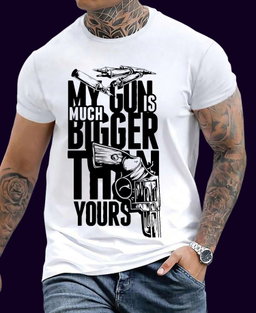 🔥 Locked & Loaded – “My Gun Is Bigger” Bold Graphic Tee for Alpha Energy
