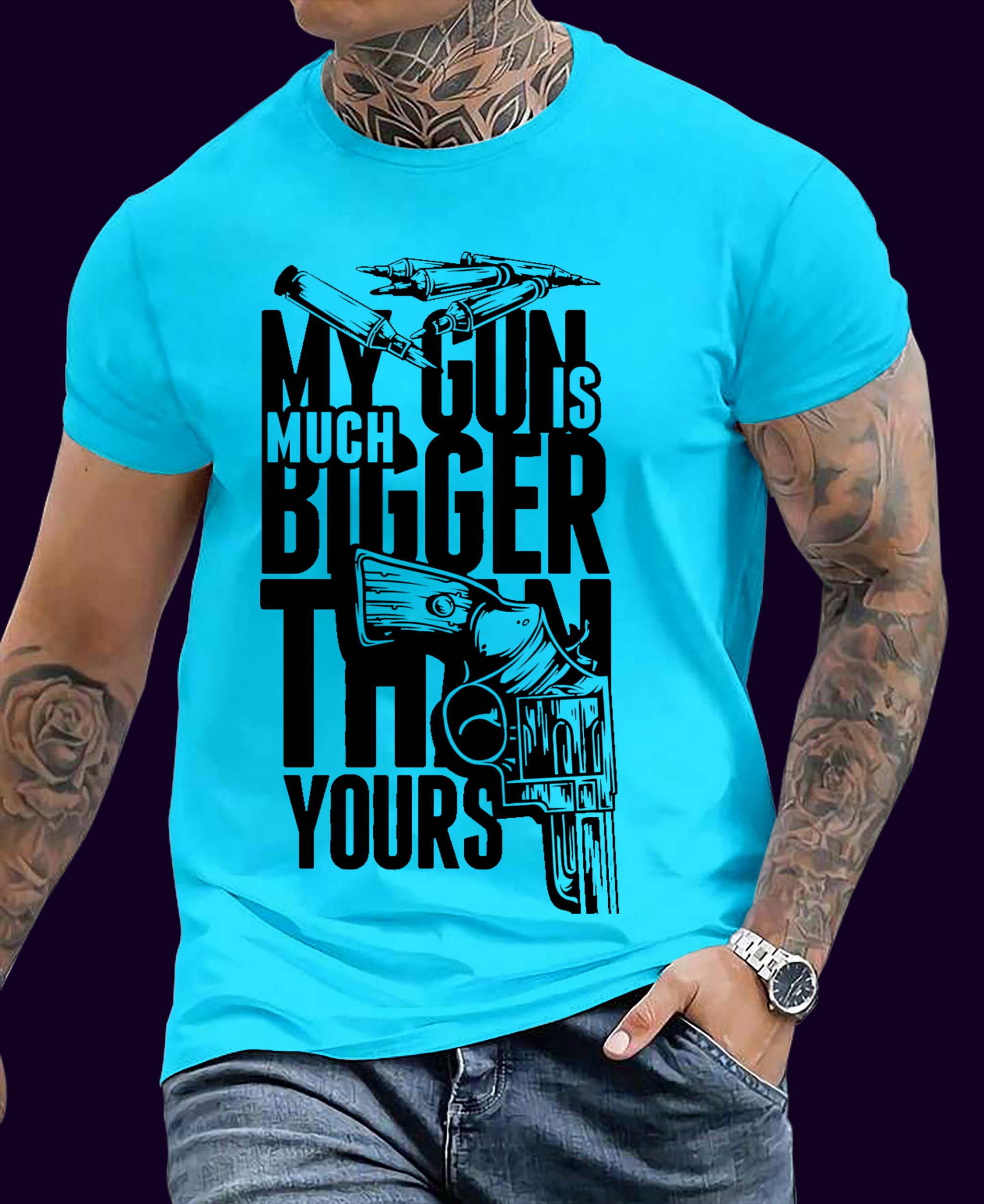 🔥 Locked & Loaded – “My Gun Is Bigger” Bold Graphic Tee for Alpha Energy_5