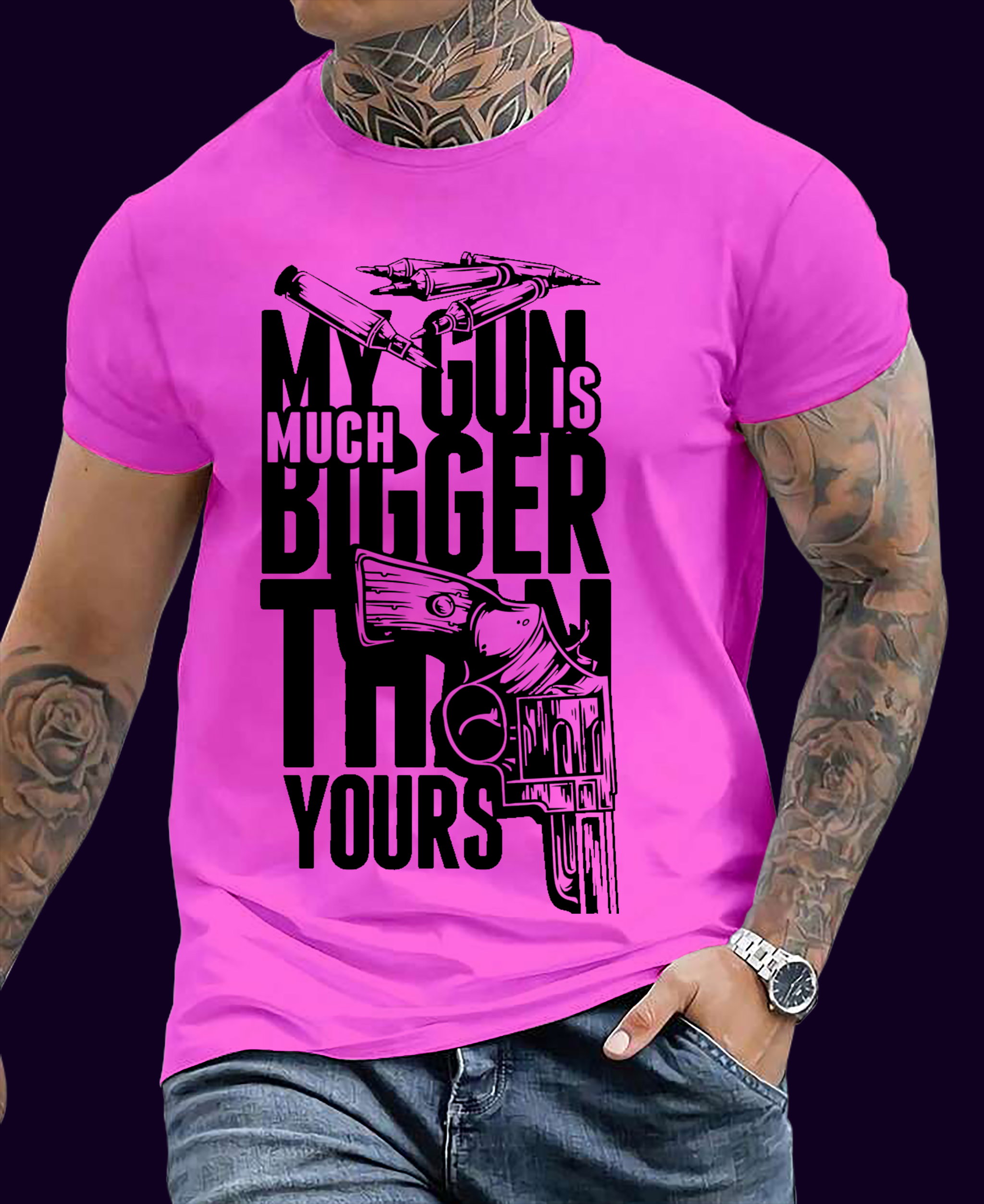 🔥 Locked & Loaded – “My Gun Is Bigger” Bold Graphic Tee for Alpha Energy_6