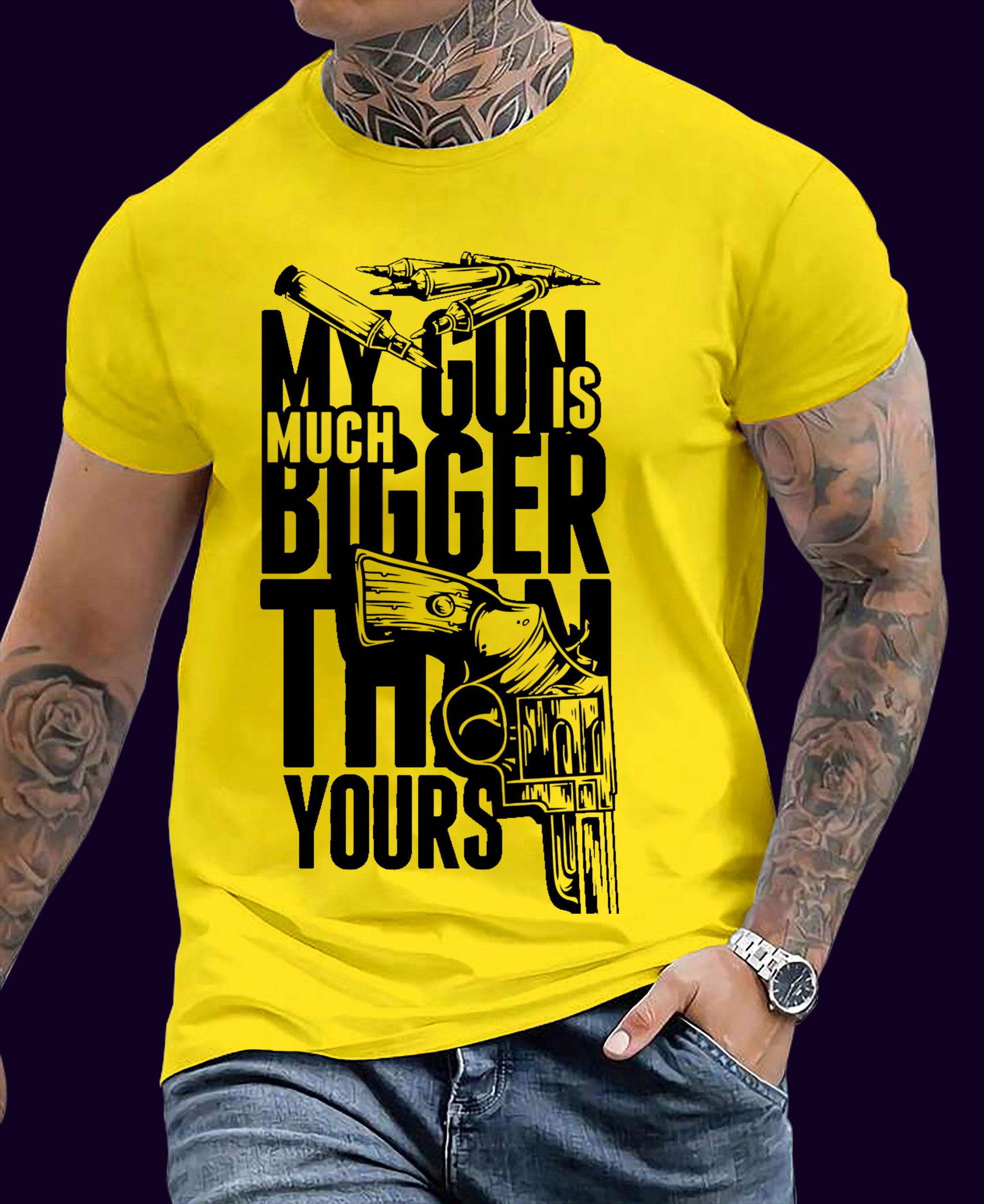 🔥 Locked & Loaded – “My Gun Is Bigger” Bold Graphic Tee for Alpha Energy_2