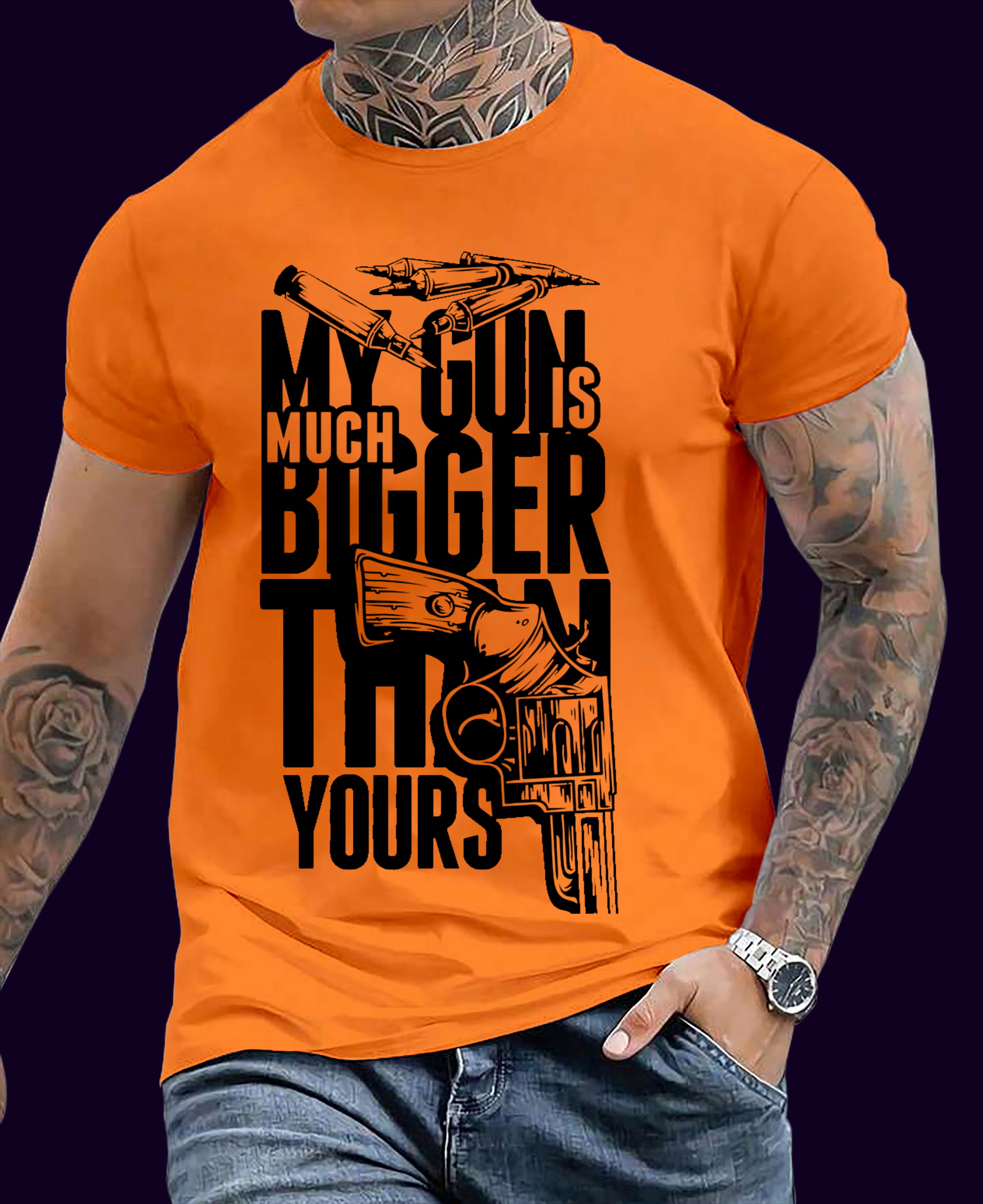 🔥 Locked & Loaded – “My Gun Is Bigger” Bold Graphic Tee for Alpha Energy_3